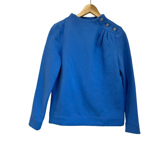 Talbots XS Blue Button Shoulder Pullover Preppy Cotton Blend Sweater - Picture 2 of 8